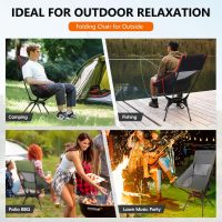 Swivel Camping Chair, High Back Folding Chair with Head Support, Side Cup Pocket, Stable Portable Outdoor Chair for Camp, Travel, Beach, Party, Fishing, Hiking, Backpacking, Black Red - Image 7