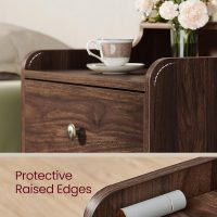 VASAGLE Nightstands, Set of 2, Bedside Tables with Hidden Drawers, Mid-Century End Side Tables with Solid Wood Legs, for Bedroom, Natural Walnut ULET624K01 - Image 6