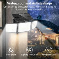 2500LM Solar Lights Outdoor with Motion Sensor,3 Head 270° Wide Angle Street Area Lights, IP65 Waterproof Security Lighting with 3 Modes(Non-Remote,2 Pcs) - Image 5