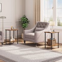 HOOBRO Side Table with Charging Station, Set of 2 End Tables with USB Port and Outlets, Nightstand with 2-Layer Storage Shelves for Small Spaces, Living Room, Bedroom, Rustic Brown BF09UBZP201 - Image 2