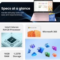 HP Flagship 14" Laptop with 1 Year Office 365 | 16GB RAM | 1.22TB Storage(64GB eMMC & 160GB Docking Station & 1TB Cloud Storage) | Intel 4-Core Processor| Webcam | Wi-Fi | Windows 11 | Pink - Image 3