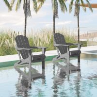 MUCHENGHY Folding Adirondack Chairs, Patio Chairs, Lawn Chairs, Outdoor Chair, Adirondack Chair Plastic, Fire Pit, Weather Resistant with Cup Holder for Deck, Backyard, Garden(Gray) - Image 7