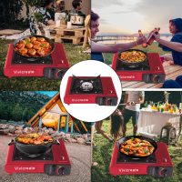 Vivicreate 8500 BTU Portable Butane Gas Stove for Camping Cooking Outdoor, Lightweight Portable Stove Burner with Auto Ignition, Estufa de Gas Portátil para Camping al Aire Libre(Red) - Image 6