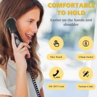 Jiawu Vintage Retro Telephone Handset, Cell Phone Receiver MIC Microphone Speaker for Cellphone, Smartphone and Computers, Old Telephone Headse with 3.5 mm Socket (Black) - Image 3