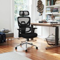 VECELO High Back Ergonomic Office Chair, Big and Tall Mesh Desk Chair with Wheels, Tilt Function, 3D Armrests & Headrest, Lumbar Support, Swivel Rolling Computer Chair for Task, Home Office, Black - Image 2