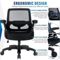 Big and Tall Office Chair 400lbs-Ergonomic Mesh Desk Chair with Flip up Arms, Heavy Duty Home Office Computer Chair, Wide Seat Office Chairs, Executive Rolling Swivel Task Chairs for Large People - Image 4