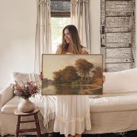 ARPEOTCY Vintage Framed Canvas Wall Art, Living Room Autumn Scenery Pictures Fall Wall Decor, Large Prints Art, Kitchen Landscape Paintings Farmhouse Retro Country Home Decorations, 24x36 Inch - Image 5