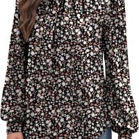 WIHOLL Long Sleeve Shirts for Women Mock Neck Tops Pleated Front Blouses Dressy Casual Fall Clothes 2025 Fashion - Image 4