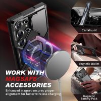 TONGATE Magnetic for Samsung Galaxy S25 Ultra Case with Privacy Screen Protector, [Compatible with MagSafe][Camera Protective Cover][Military-Grade Protection] Ring Stand Phone Case S25 Ultra, Black - Image 4