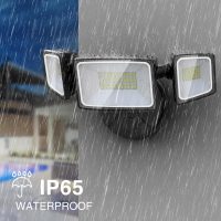 Onforu 60W Flood Lights Outdoor, 6000LM Brightness Security Lights Switch Controlled, 3 Adjustable Heads, IP65 Waterproof, 6500K Wall Mount Exterior LED Flood Light - Image 6