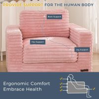 MAXYOYO Giant Bean Bag Chair for Adults, Upholstered Floor Sofa with Pillows and Armrests, Large Bean Bag Sofa Plush Chair Bean Bag Couch for Bedroom Living Room, Pink - Image 9