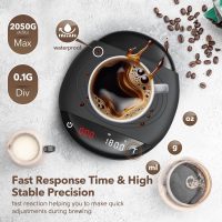 Mini Coffee Scale with Timer - Digital Espresso Scale 2kg/0.1g Accuracy Pour Over Coffee Rechargeable Down to 0.1g High Precision for Kitchen Food Weighing Measuring Baking Black - Image 3