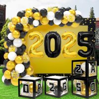 Black and Gold Graduation Grad Boxes, Grad Boxes with Letters 2025, Graduation balloons Decorations Class of 2025, Congrats Grad Party Decorations for Any Grades - Image 5