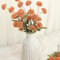 Floroom 5pcs Burnt Orange Faux Silk Mums Artificial Flowers, Bulk Fake Small Mini Chrysanthemums with Stems for DIY Terracotta Wedding Centerpieces Floral Arrangements Vase Fillers Home Decorations - Image 2