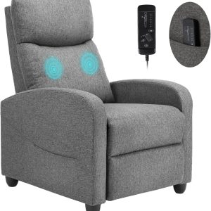 SMUG Recliner Chair for Living Room, Leather Recliners, Home Theater Seating with Lumbar Support with Adjustable Backrest and Footrest, Modern Living Room Furniture with Padded Seat, Grey Seating