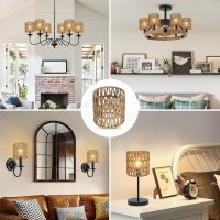 5.0 x 5.0in Chandelier Shades Set of 6, Small Rattan Lamp Shades Clip on Bulb, Boho Lamp Shades Replacement, Mini Cylinder Woven Lampshade, Clip on Lamp Shade for Floor Lamp Pendant Light Wall Sconces - Image 7