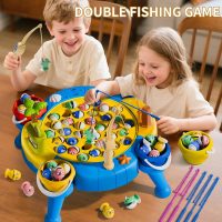 ORANGE OCEAN 70 PCS Magnetic Fishing Table Game for Kids Boys Toddlers Ages 3-5 4-6, Magnetic Fishing Toys with 360° Rotation & Sound, Birthday Toys Gifts for 3 4 5 6 Year Old Boys Kids, 1-8 Players - Image 5