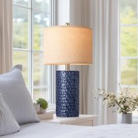 PARTPHONER 23" Modern Ceramic Table Lamp Set of 2, Table Lamps for Living Room, Rustic Farmhouse Bedside Lamps Nightstand lamp for Bedroom, Desk Lamp for End Table Home Decor Navy Blue - Image 8