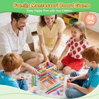 Montessori Wooden Board Games, 48 Colorful Sticks Dice Game with 12 Balls, Family Game for Kids and Adults, Math Educational Toys for 3 4 5 6 Years Old, Fine Motor Skills Toy Gifts for Boys and Girls - Image 6