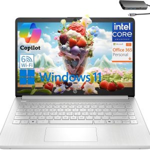 HP Laptop Computer for Student and Home Microsoft 365, 384GB Storage (128GB UFS + 256GB Hub Docking Set), Fast Intel Quad Core (Beat i3-1115G4), Light Weight, Fast Charge, Windows 11 S
