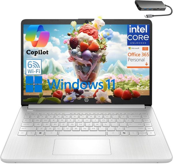 HP Laptop Computer for Student and Home Microsoft 365, 384GB Storage (128GB UFS + 256GB Hub Docking Set), Fast Intel Quad Core (Beat i3-1115G4), Light Weight, Fast Charge, Windows 11 S