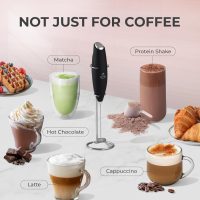 Zulay Kitchen Powerful Milk Frother Wand With 2 Duracell Batteries - Ultra Fast Handheld Drink Mixer - Electric Whisk Foam Maker for Coffee, Lattes, Cappuccino, Matcha, Hot Chocolate & Creamer - Black - Image 3