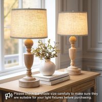 Lampshades Set of 2, Drum Lampshades 11.6" Top x 12.6" Bottom x 9.8" High, Seaside village Medium Lampshades (Spider Fitter), Beige Lampshades Natural Linen Hand Crafted, Easy Assembly Required - Image 6