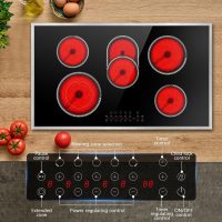 Electric Cooktop 36 Inch, 5 Burners Electric Stove Top Touch Control, 8400W Built-in Ceramic Stovetop 36" with Expandable Zone, Child Lock, Timer, Pause Control, 220-240v Hardwired (No Plug) - Image 6