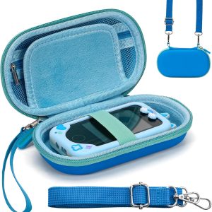 Case for Kids Smart Phone Toys, Fits for Luoba/KOKODI/Luyiilo/Yosfeng/WEOLULI/Joozfee Kids Smartphone, Girls & Boys Cell Phones Case with Adjustable Shoulder Strap for SD Card Cable Accessories - Blue