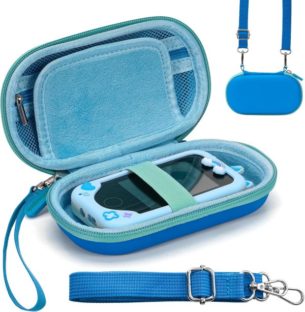 Case for Kids Smart Phone Toys, Fits for Luoba/KOKODI/Luyiilo/Yosfeng/WEOLULI/Joozfee Kids Smartphone, Girls & Boys Cell Phones Case with Adjustable Shoulder Strap for SD Card Cable Accessories - Blue