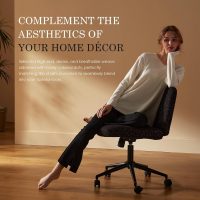 Dowinx Criss Cross Chair with Wheels, Preminum Fabric and Pocket Spring Cushion, Adjustable Swivel Wide Seat Computer Chair, Morden Design Vanity Chair Black - Image 7