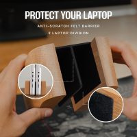 Adjustable Dual Vertical Laptop Stand for Desk, Wooden Laptop Holder, MacBook Pro Stand, Wood Mac Air Dock - Image 6