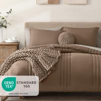 Monbix Queen Comforter Set - 7 Pieces Raw Umber Bed in a Bag Queen Bedding Sets with Comforters, All Seasons Down Alternative Comforter Bed Set with Sheets,Pillowcases & Shams - Image 3