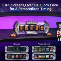 Divoom Times Gate - Cyberpunk Gaming Setup Digital Alarm Clock, Smart APP, WiFi Connect, RGB LED Display, Personalized Financial & Bitcoin Dashboard, Pixel Art for Gaming Room & Office Decor, Silver - Image 2