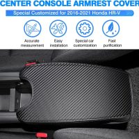 Autorder Center Console Cover for 2016-2020 2021 2022 Honda HR-V HRV Accessories Carbon Fiber Armrest Cover Anti-Scratch Middle Console Pad Leather Armrest Protector - Image 2