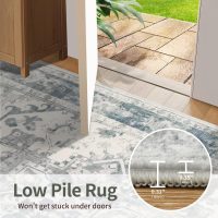 Area Rugs 5x7, Washable Rugs for Living Room, Vintage Boho Light Blue Rug for Office, Dining Room, Kids Room and Farmhouse, Durable Low Pile Non-Slip Area Rug for High Traffic Areas - Image 9