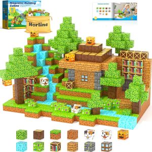 Magnetic Blocks - 100PCS Build Mine Magworld Forest Cottage Set, Kids Building Toys for Boys Girls Age 3-5 4-8 5-7, Construction Craft Sensory Toys Birthday Gifts for 3+ Years Old
