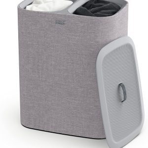 Joseph Joseph Tota 90 liter/23.8 gallon Laundry Hamper Separation Basket with lid, 2 Removable Washing Bags with Handles - Gray