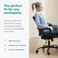 SMUG Office Computer Desk Chair, Ergonomic Mid-Back Mesh Rolling Work Swivel Task Chairs with Wheels, Comfortable Lumbar Support, Comfy Arms for Home, Bedroom, Study, Dorm, Student, Adults - Image 7