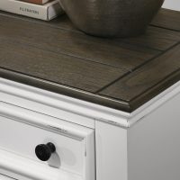 Roundhill Furniture Clelane Wood Bedroom Set with Shiplap Panel King Bed, Dresser, Mirror, Two Nightstands, and Chest in Weathered White and Dark Gray - Image 10