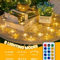 Minetom Fairy Lights with Remote, 66 Feet 200 Led Firefly String Lights Plug in for Bedroom Home Wall Ceiling Christmas Tree Wreath Craft Wedding Party Indoor Outdoor Decoration, Warm White - Image 4