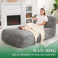 Hobestluk Big Bean Bag Lounger Chairs Large Beanbag Chair for Adults Bean Bag Sofa with Memory Foam Filled for Living Room, Bedroom or Balcony (Stripe Grey) - Image 3