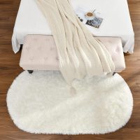 Softlife Fluffy Rugs for Bedroom, Shag Cute Area Rug for Girls/Boys and Kids Baby Room Home Decor, 2.6 x 5.3 Feet Oval Indoor Carpet for Nursery Dorm Living Room, Creamy - Image 4