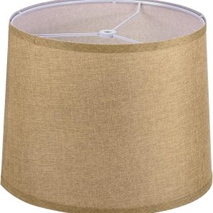 PATIKIL Lamp shades for Table Lamps 11.4" Top x 12.6" Bottom x 9.8" High Drum Lamp shades for Floor Lamps Medium Linen Lampshade Easy Assembly for Lamp Replacement, Bright Brown