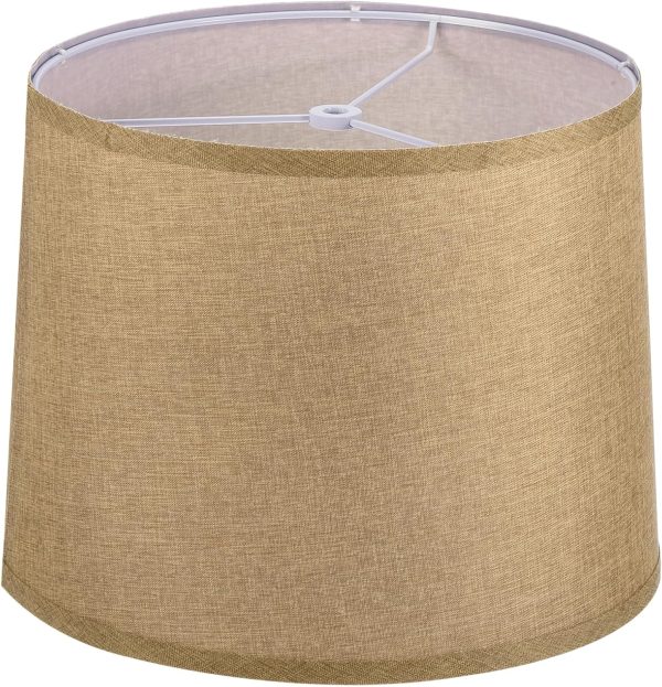 PATIKIL Lamp shades for Table Lamps 11.4" Top x 12.6" Bottom x 9.8" High Drum Lamp shades for Floor Lamps Medium Linen Lampshade Easy Assembly for Lamp Replacement, Bright Brown