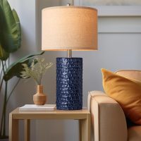 PARTPHONER 23" Modern Ceramic Table Lamp Set of 2, Table Lamps for Living Room, Rustic Farmhouse Bedside Lamps Nightstand lamp for Bedroom, Desk Lamp for End Table Home Decor Navy Blue - Image 6