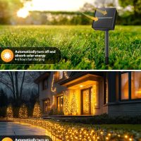 Brightown 2 Pack Solar String Lights for Outside, 92Ft 240 LED Solar Lights Outdoor Waterproof with 8 Modes, Solar Outdoor String Light for Patio Yard Tree Garden Party Decorations, Warm White - Image 3