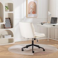 Roundhill Bizerte Adjustable Swivel Criss Cross Chair, Wide Seat Office Chair Vanity Chair, White - Image 5