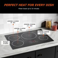 30 Inch Induction Cooktop 4 Burners, Flat Glass Top Electric Stove with Bridge-SYNC, 3 Preset Modes Booster, Timer, Pause, Child Lock, Drop in, 208~240V/40A, Black - Image 4