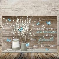 Willow Branches Butterflies Vase Wooden Vintage Rustic Canvas Wall Art - 12x18in Unframed Poster- Home & Office Decor for Living Room, Bedroom, Kitchen & Cafe - Image 3